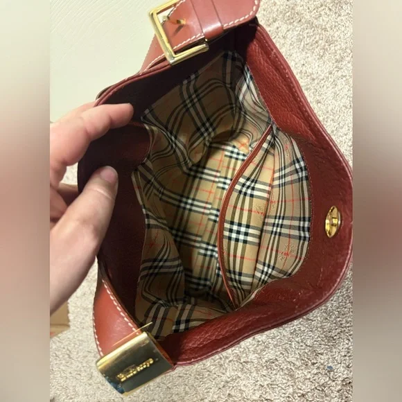 Burberry leather haymarket bucket bag magnetic closure authentic vintage EUC - Picture 6 of 17